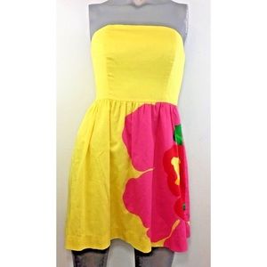 Vintage Lilly Pulitzer Strapless Yellow Dress
